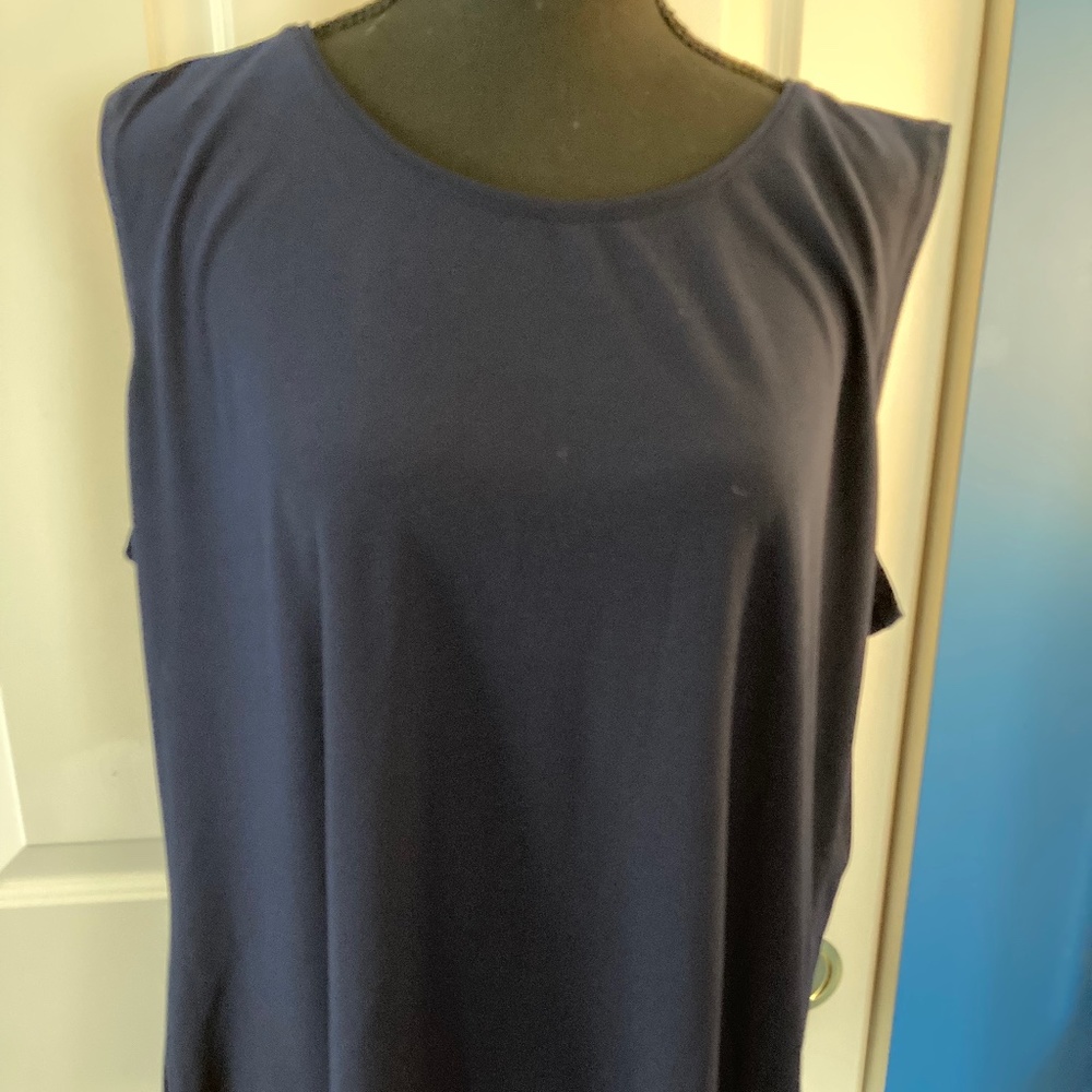 Susan Graver Navy Blue Sleeveless Top, XL